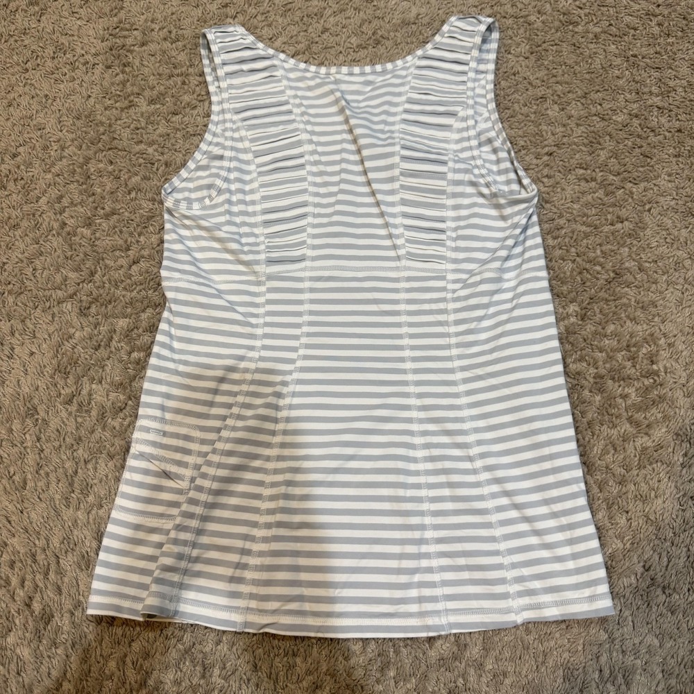 lululemon athletica White and Light Gray Striped Tank Top - Picture 2 of 7